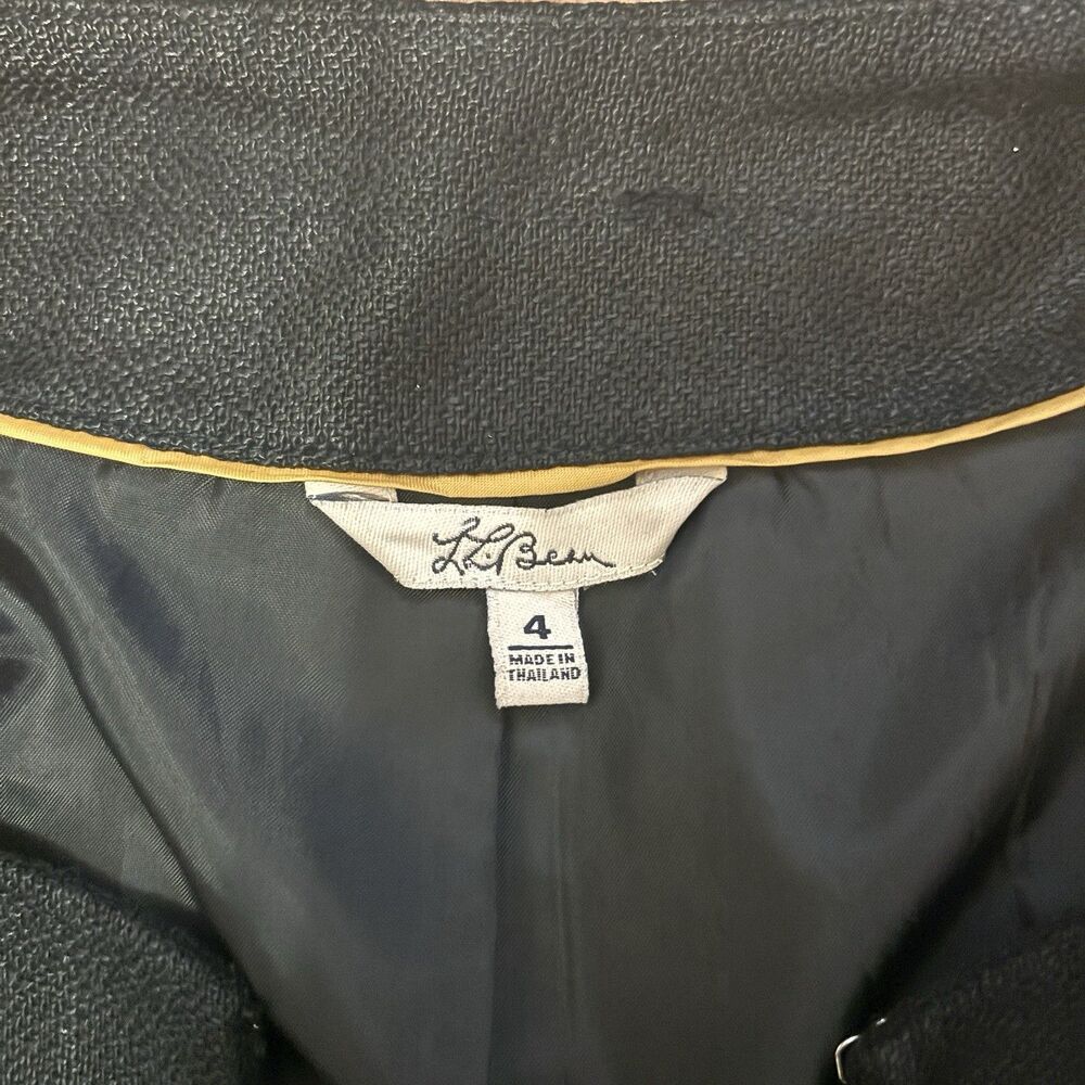 LL Bean Vintage Linen Cropped Jacket Blazer Black Sz 4 Preppy Classic - Picture 3 of 10